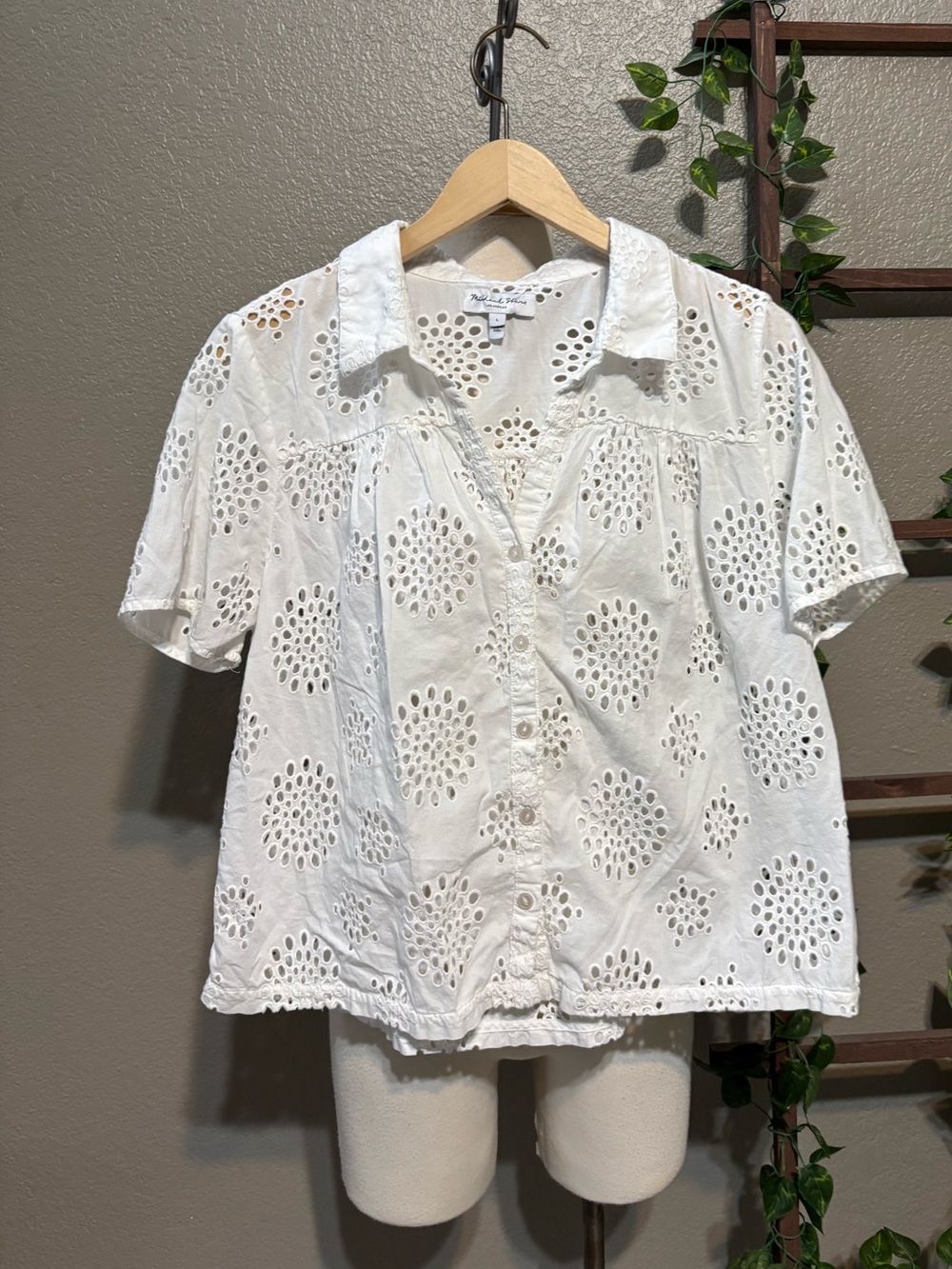 Michael Stars Yvette Eyelet Cotton Boxy Shirt
